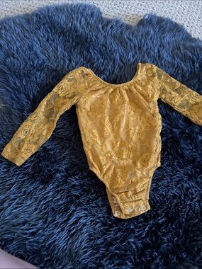 Baileys blossom Mustard Lace Long-Sleeve One-Piece Bodysuit